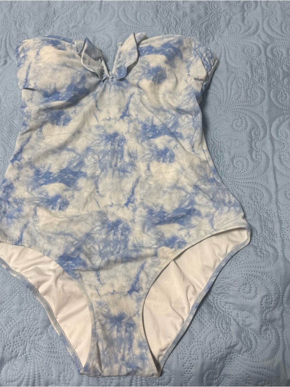 Victoria's Secret Blue and White Tie-Dye One-Piece Swimsuit A63